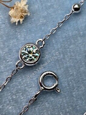 3MM Round Green Moissanite Bracelet in sterling silver